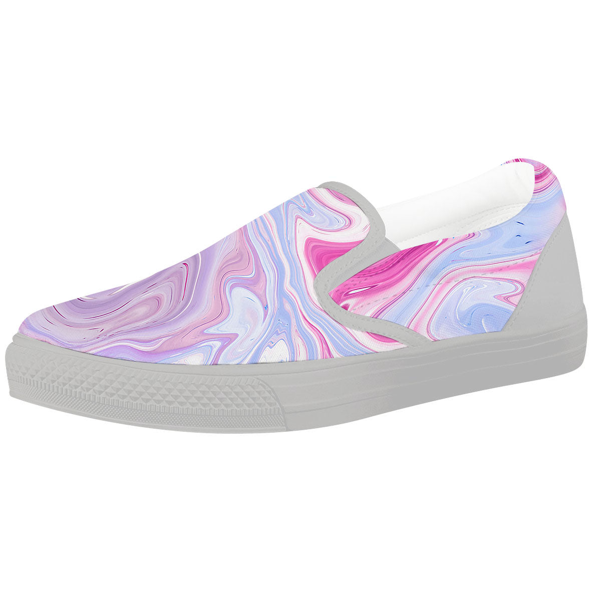 Liquid And Fluid Marble Pink Print White Slip On Shoes-grizzshop