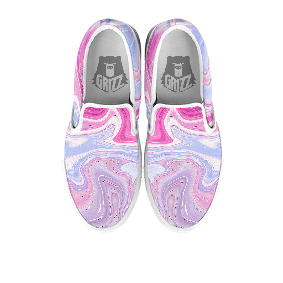 Liquid And Fluid Marble Pink Print White Slip On Shoes-grizzshop