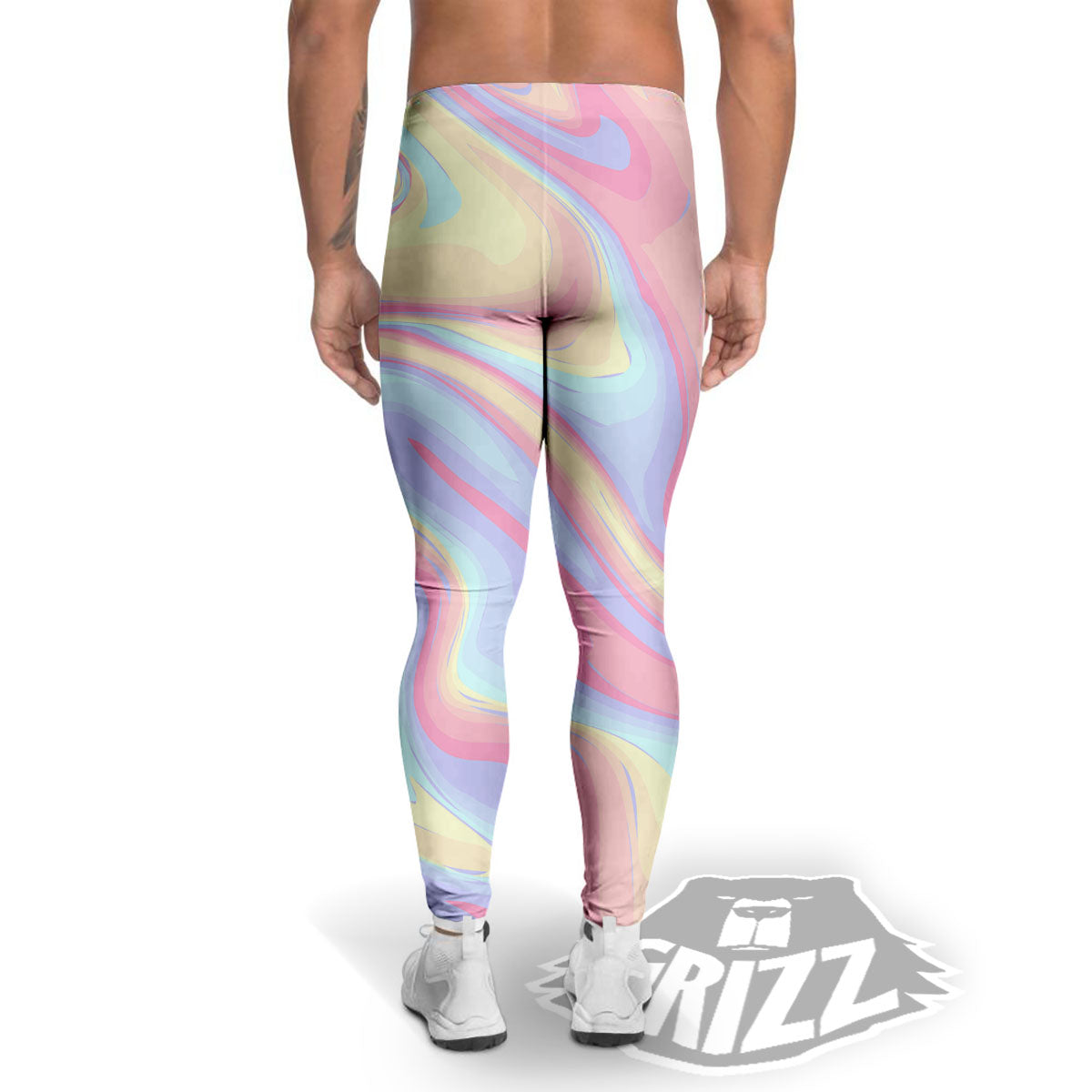 Liquid And Marble Pastel Print Men's Leggings-grizzshop