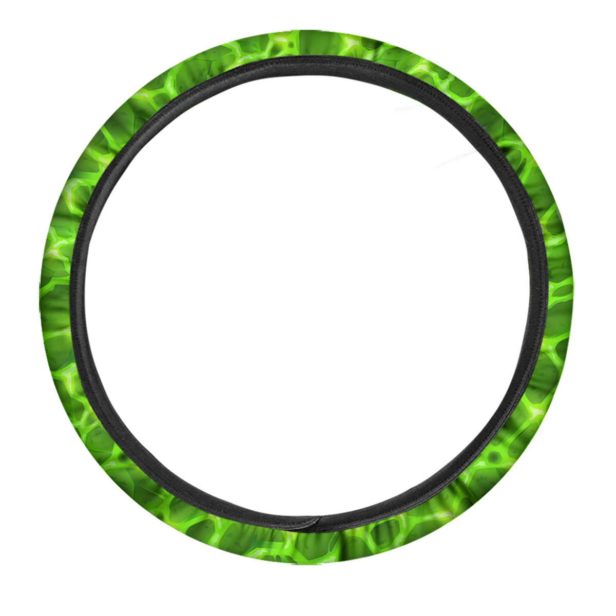 Liquid Lava Green Neon Print Pattern Car Steering Wheel Cover-grizzshop