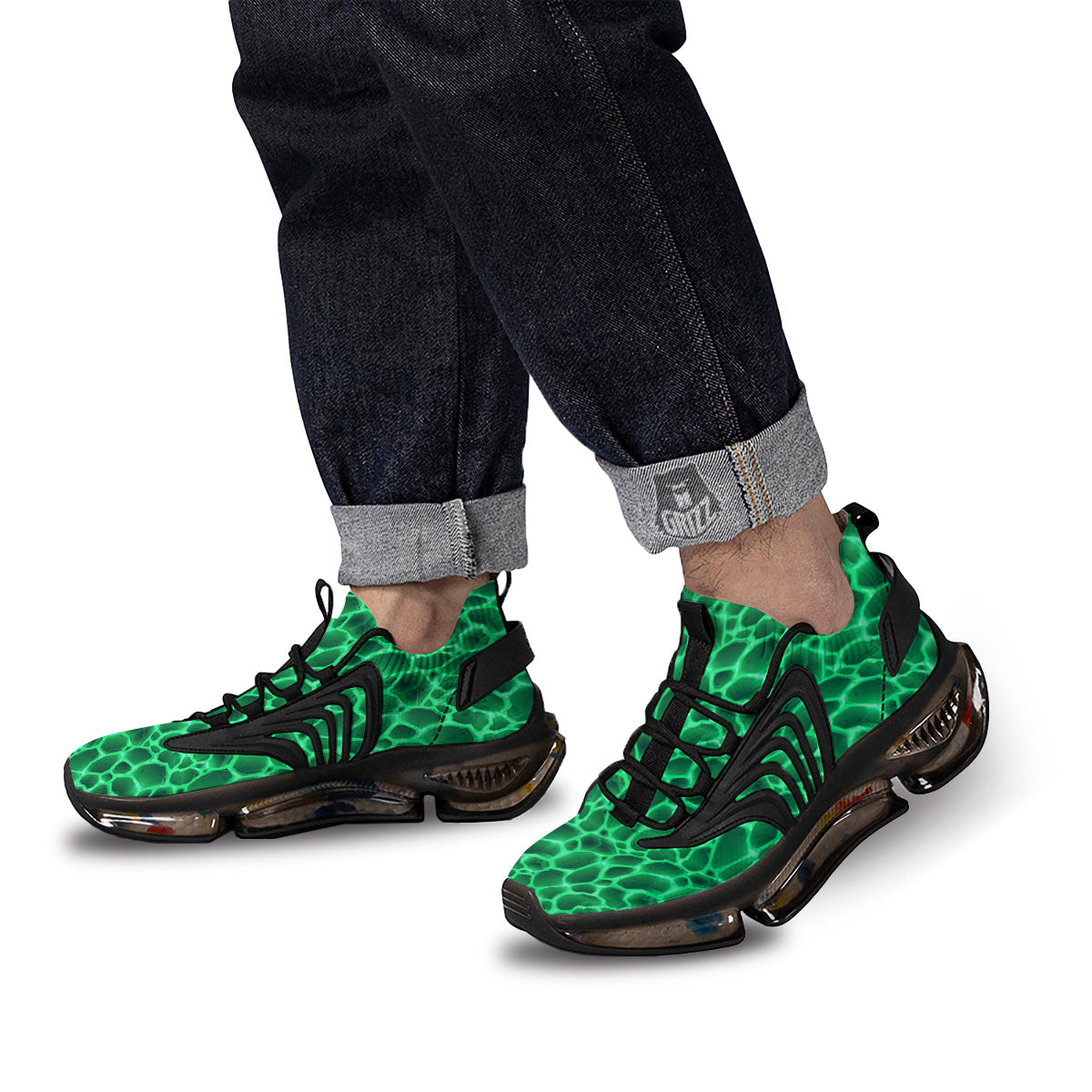 Liquid Lava Green Print Pattern Black Gym Shoes-grizzshop