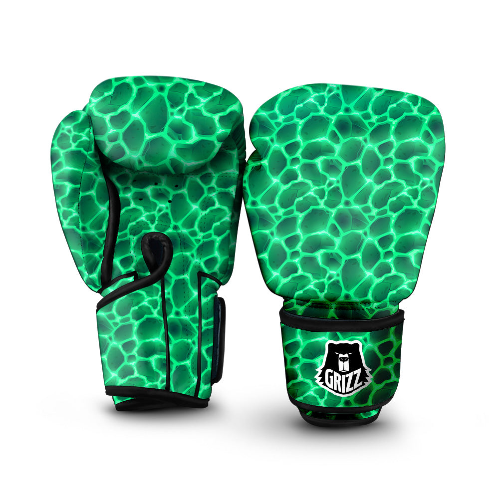 Liquid Lava Green Print Pattern Boxing Gloves-grizzshop