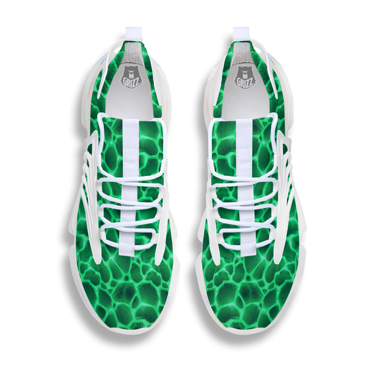 Liquid Lava Green Print Pattern White Gym Shoes-grizzshop
