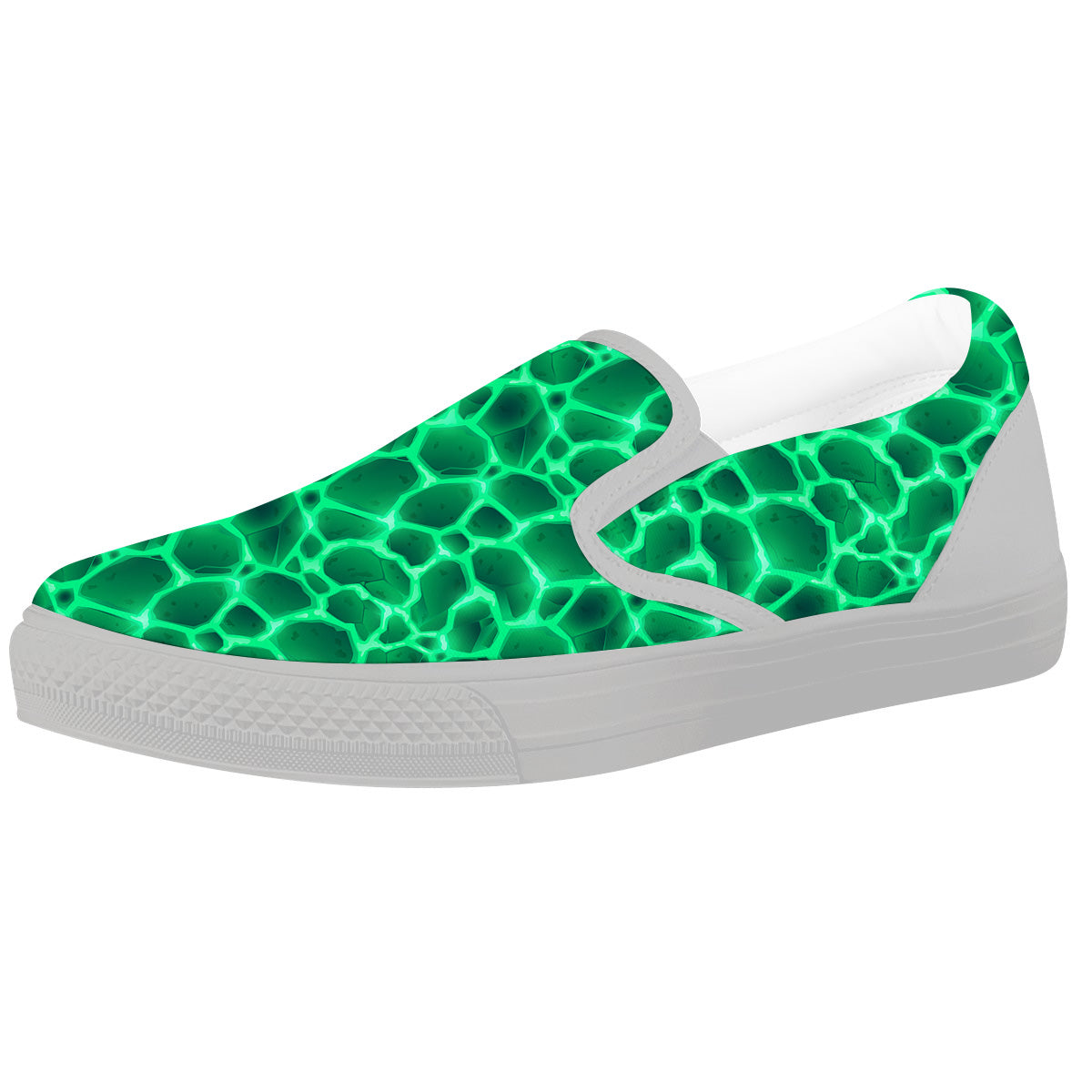 Liquid Lava Green Print Pattern White Slip On Shoes-grizzshop