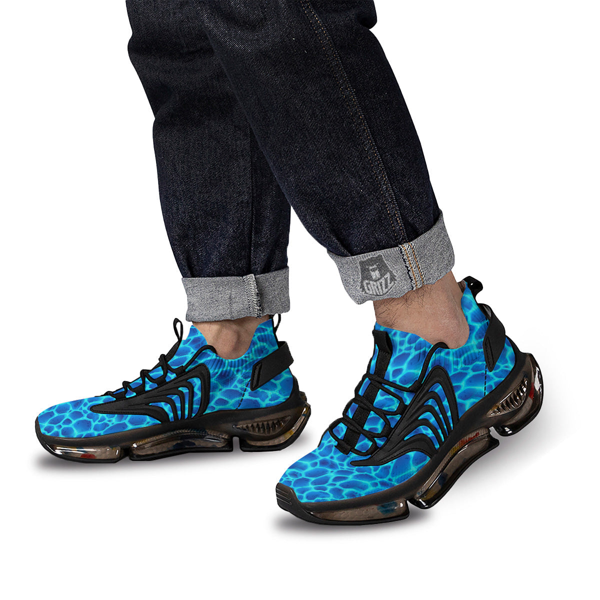 Liquid Lava Ice Blue Print Pattern Black Gym Shoes-grizzshop