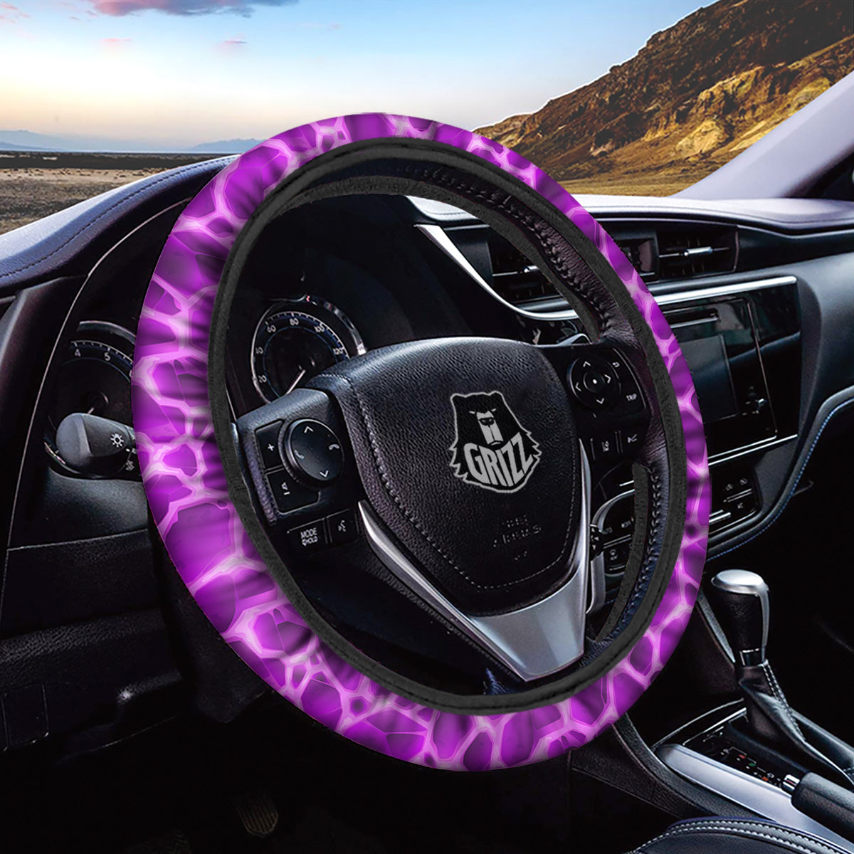 Liquid Lava Purple Print Pattern Car Steering Wheel Cover-grizzshop