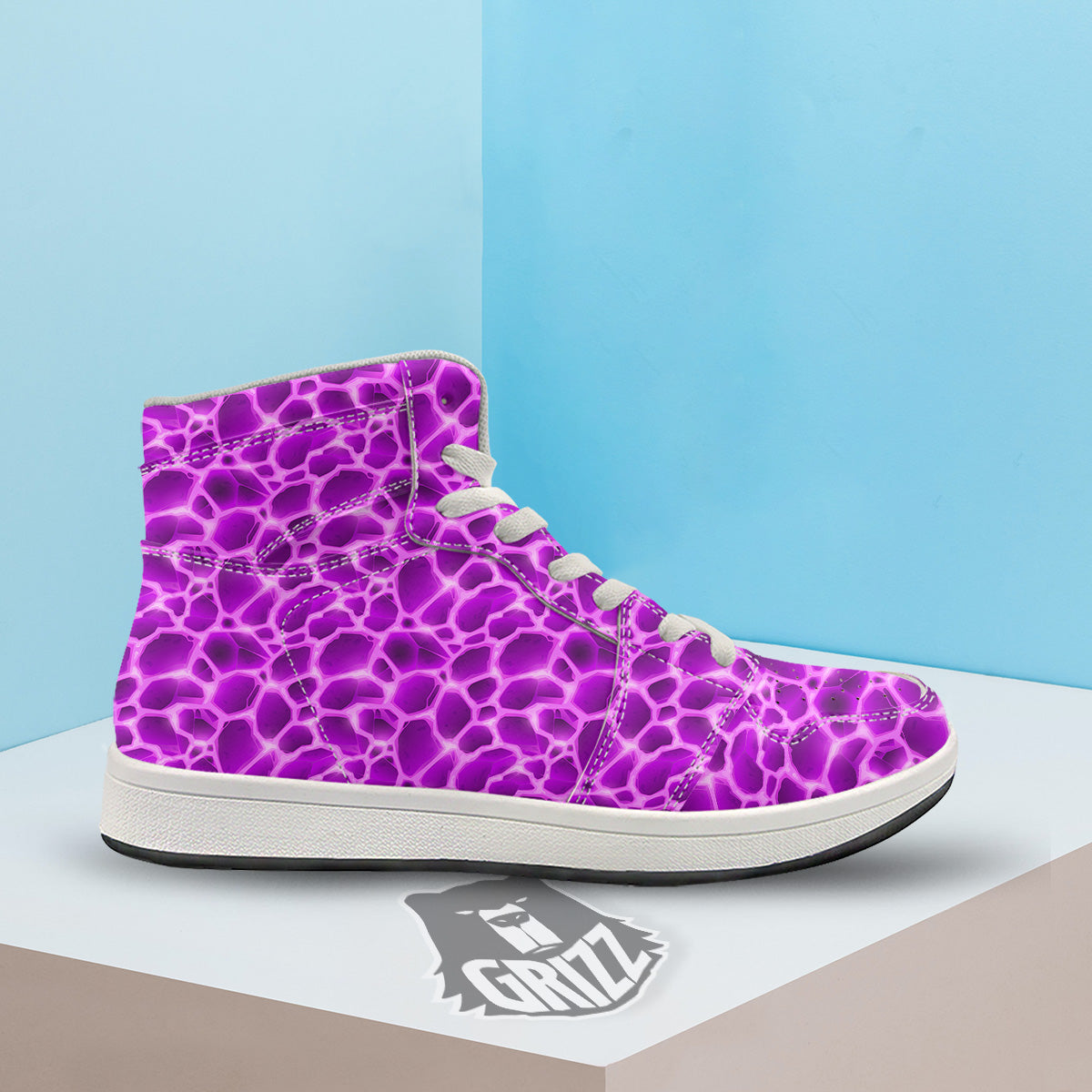 Liquid Lava Purple Print Pattern High Top Sneakers-grizzshop