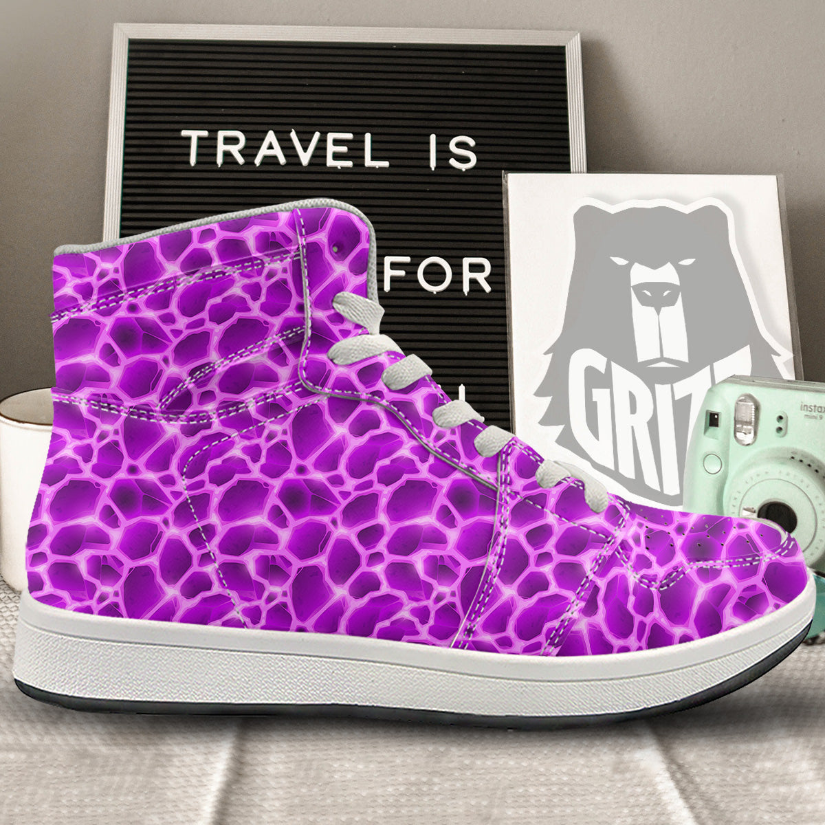 Liquid Lava Purple Print Pattern High Top Sneakers-grizzshop