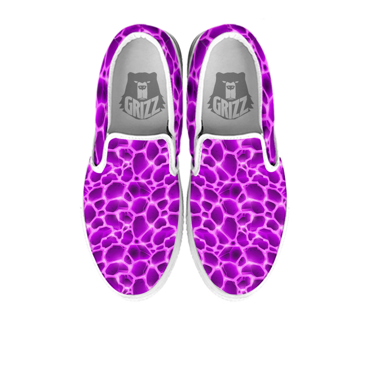 Liquid Lava Purple Print Pattern White Slip On Shoes-grizzshop