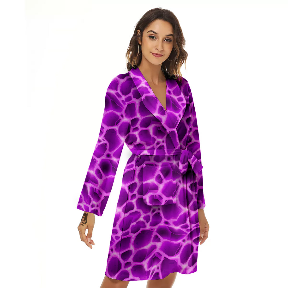 Liquid Lava Purple Print Pattern Women's Robe-grizzshop