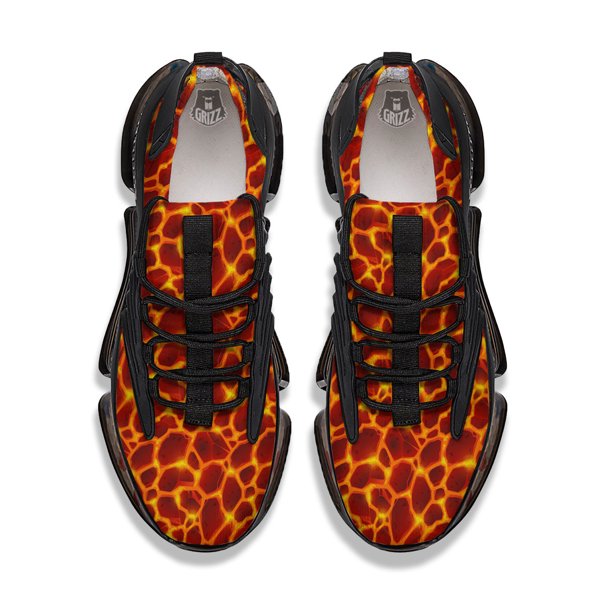 Liquid Lava Red Print Pattern Black Gym Shoes-grizzshop