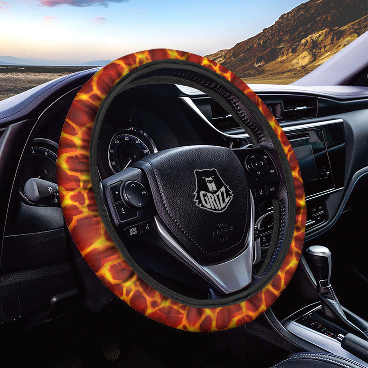 Liquid Lava Red Print Pattern Car Steering Wheel Cover-grizzshop