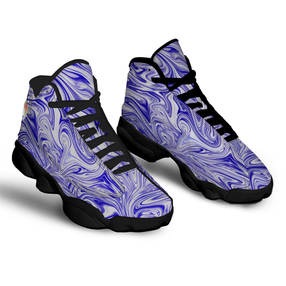 Liquid Psychedelic Print Pattern Black Basketball Shoes-grizzshop