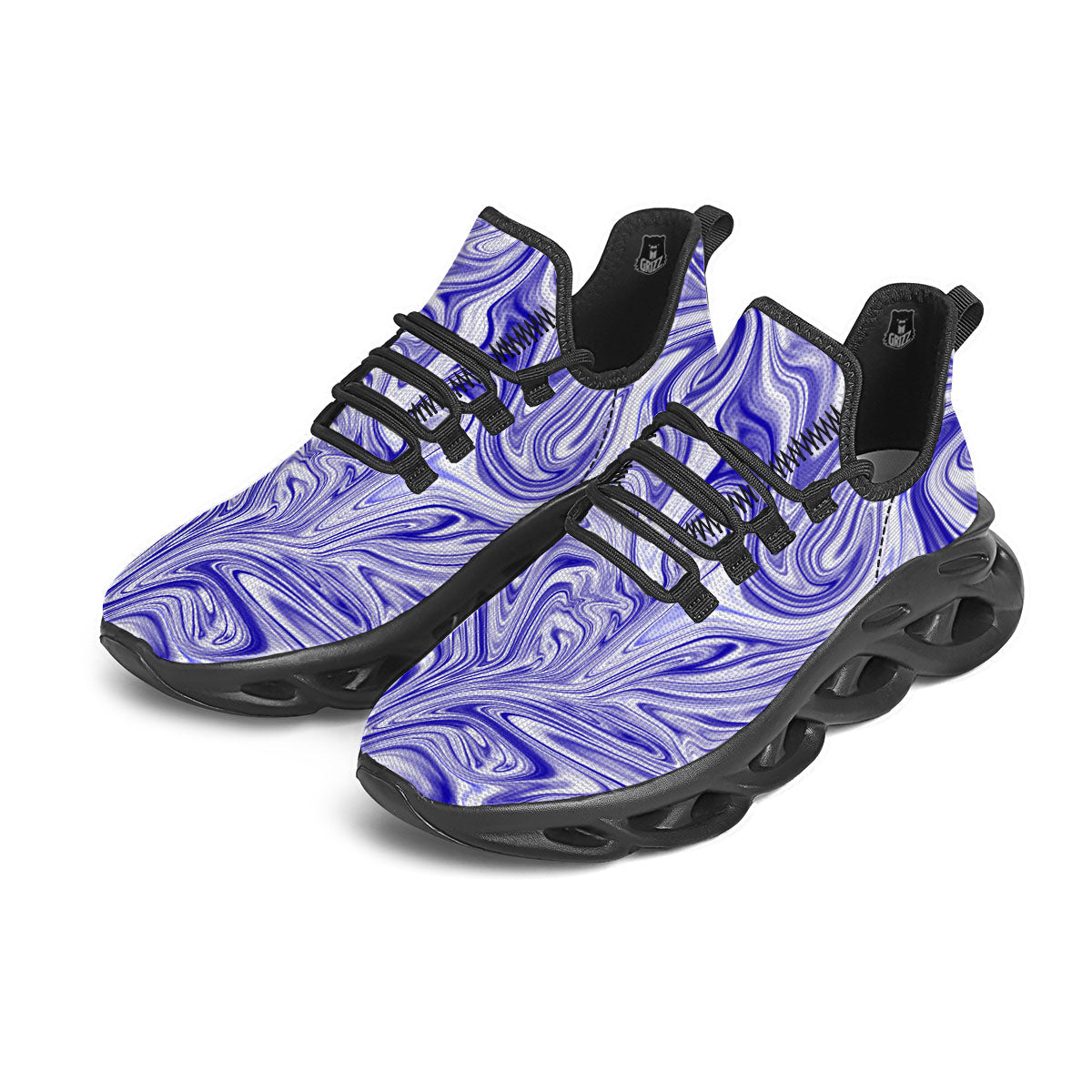 Liquid Psychedelic Print Pattern Black Running Shoes-grizzshop