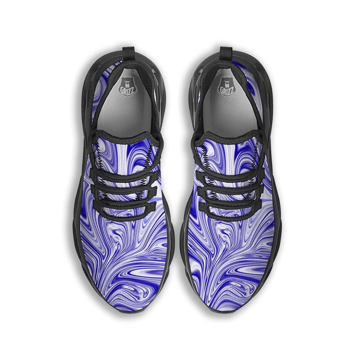Liquid Psychedelic Print Pattern Black Running Shoes-grizzshop