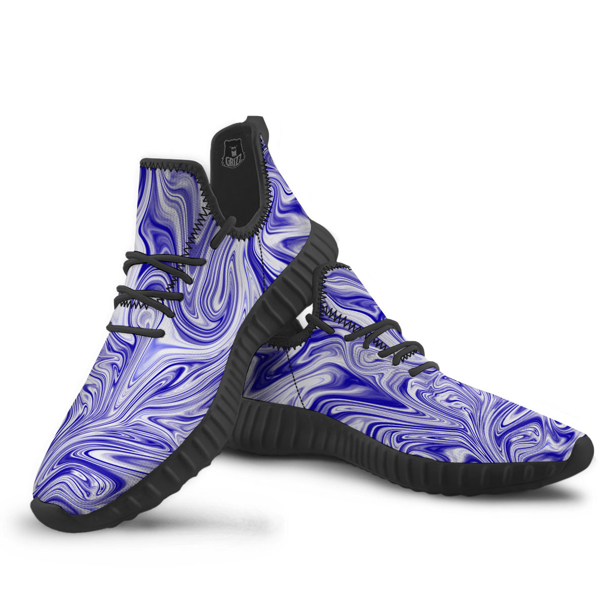 Liquid Psychedelic Print Pattern Black Walking Shoes-grizzshop