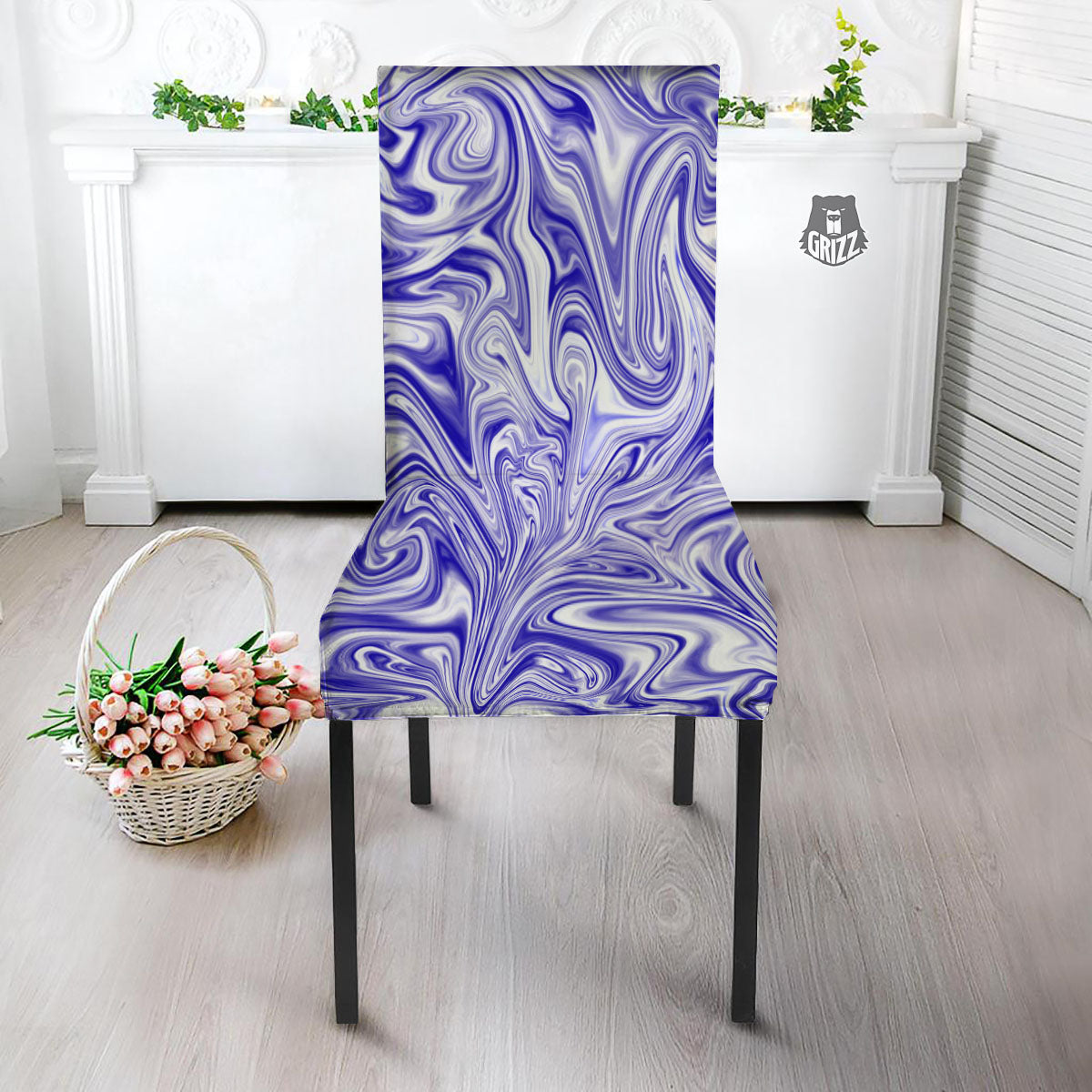 Liquid Psychedelic Print Pattern Dining Chair Slipcover-grizzshop