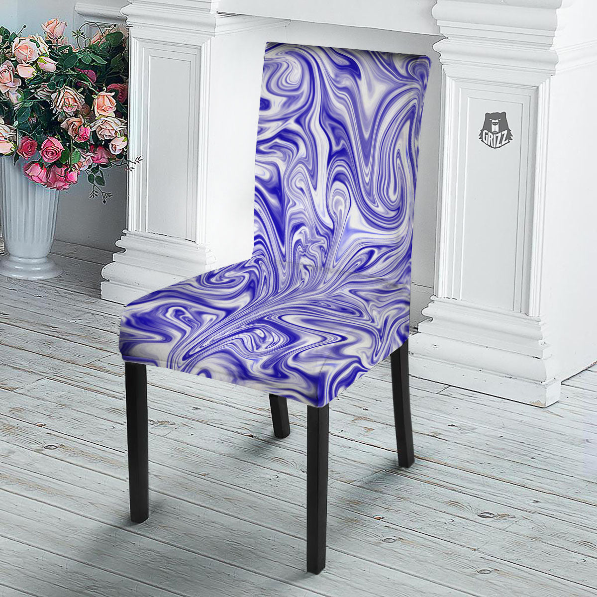Liquid Psychedelic Print Pattern Dining Chair Slipcover-grizzshop