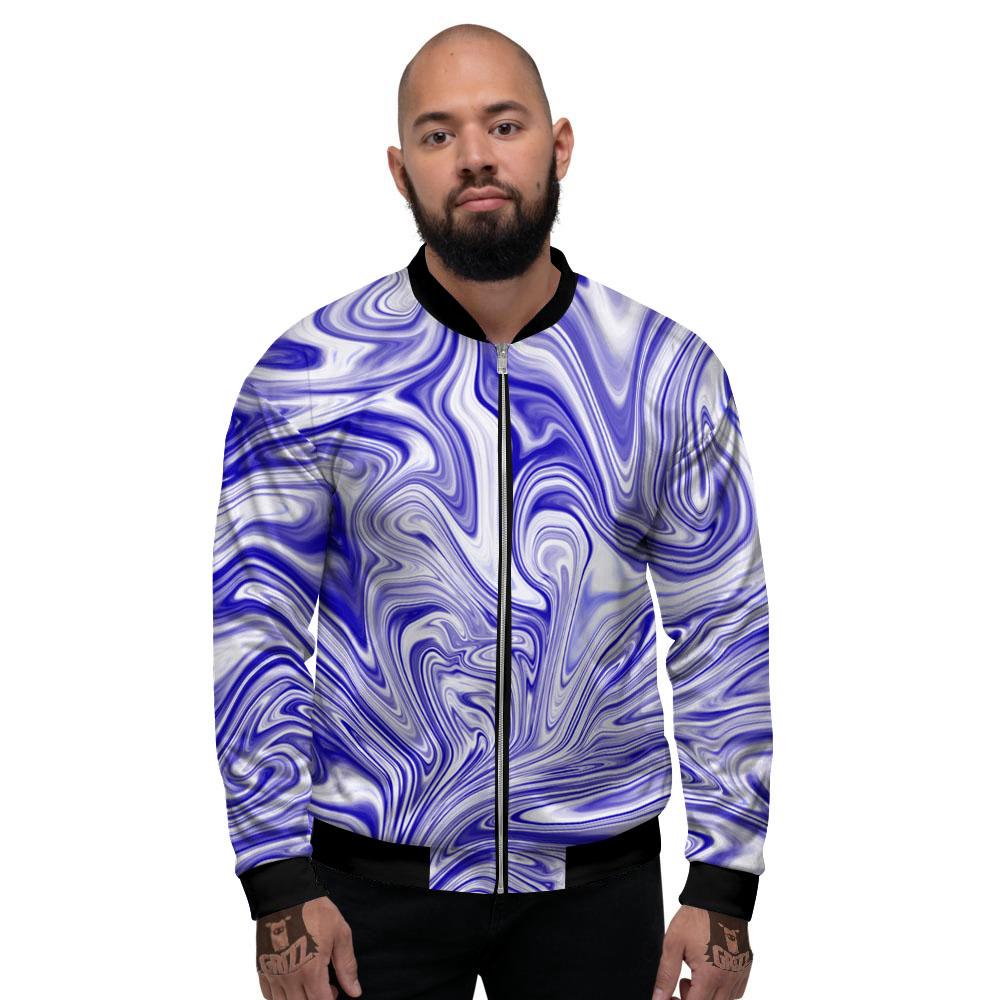 Liquid Psychedelic Print Pattern Men's Bomber Jacket-grizzshop