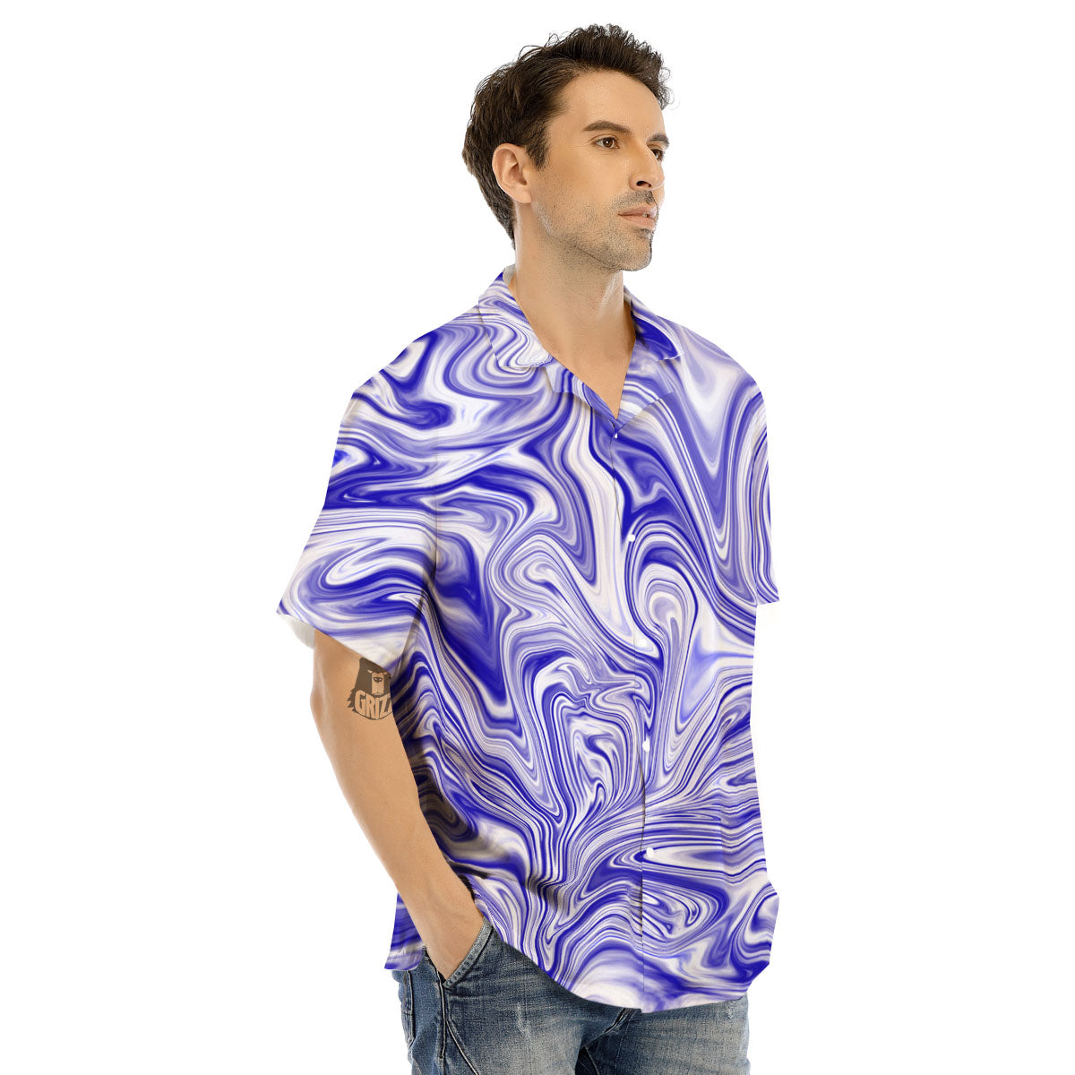 Liquid Psychedelic Print Pattern Men's Hawaiian Shirt-grizzshop