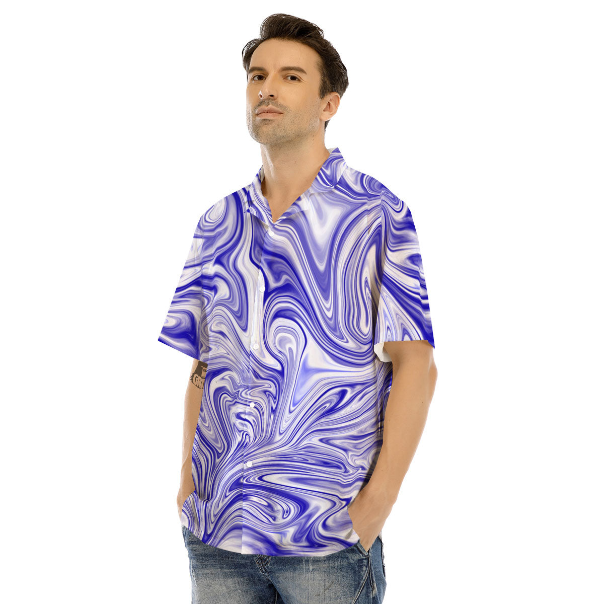 Liquid Psychedelic Print Pattern Men's Hawaiian Shirt-grizzshop
