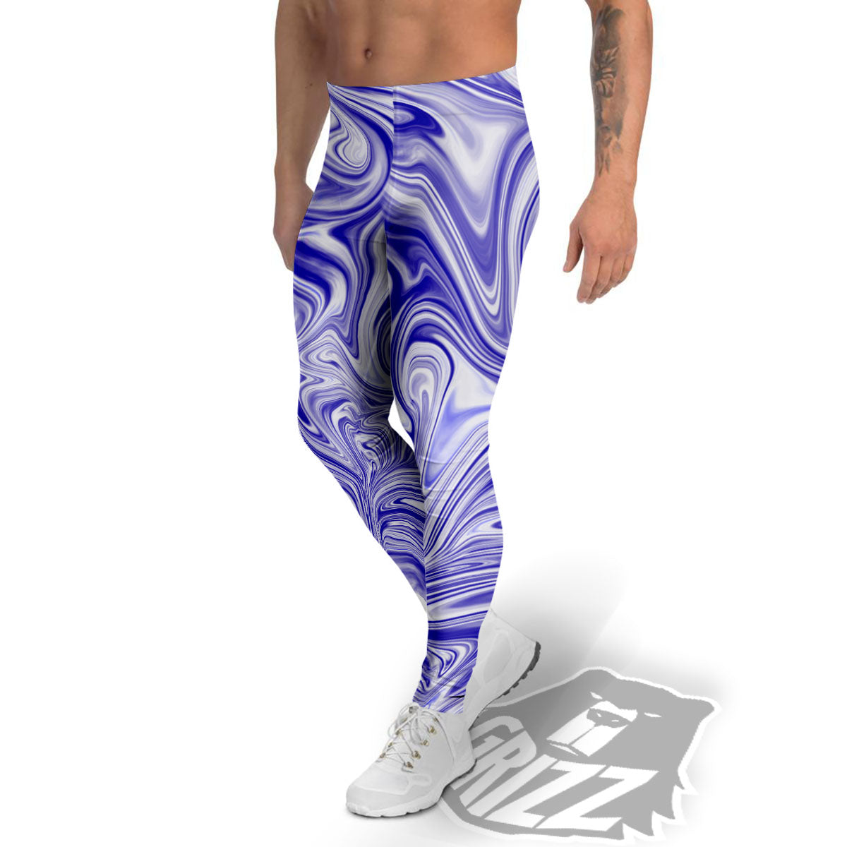 Liquid Psychedelic Print Pattern Men's Leggings-grizzshop