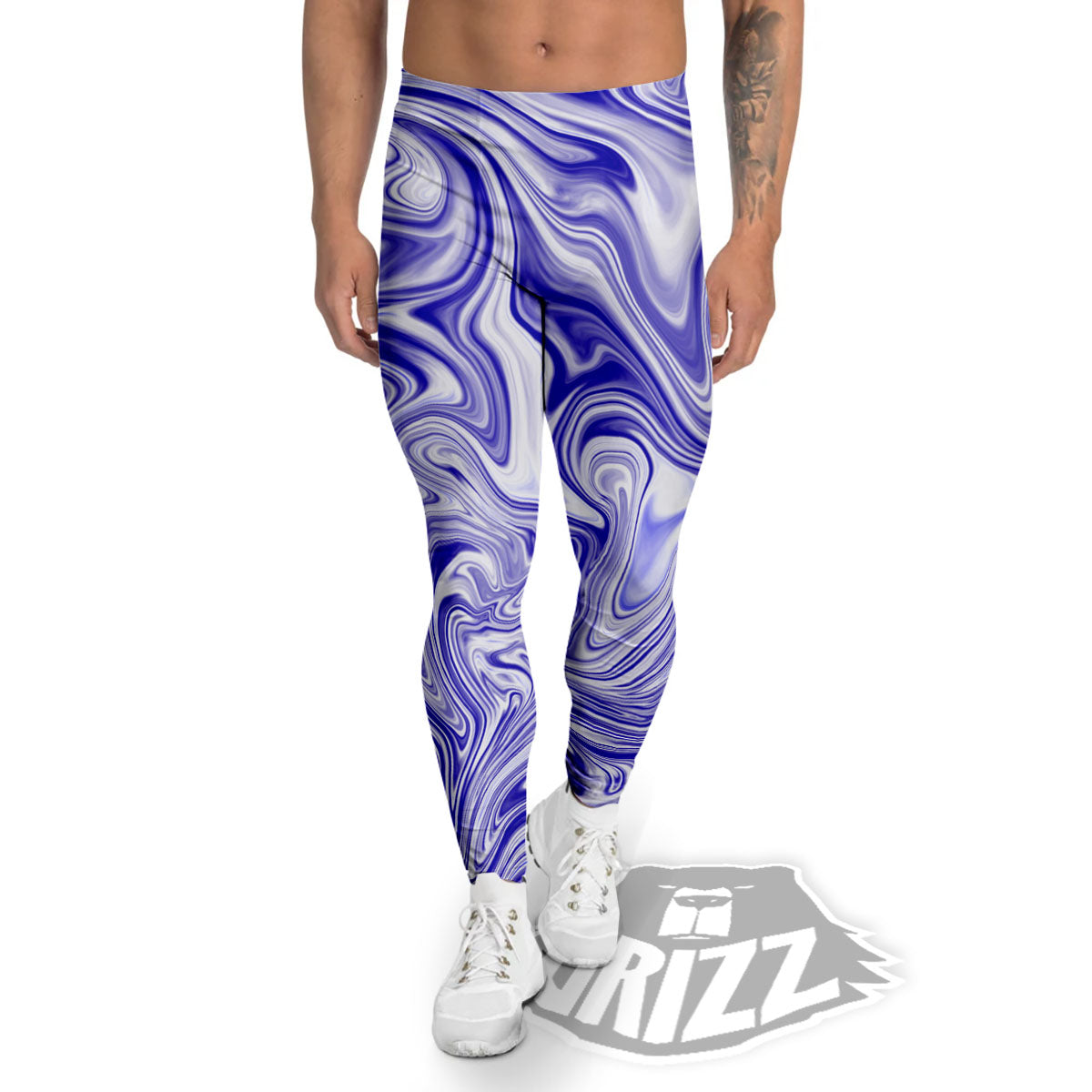 Liquid Psychedelic Print Pattern Men's Leggings-grizzshop