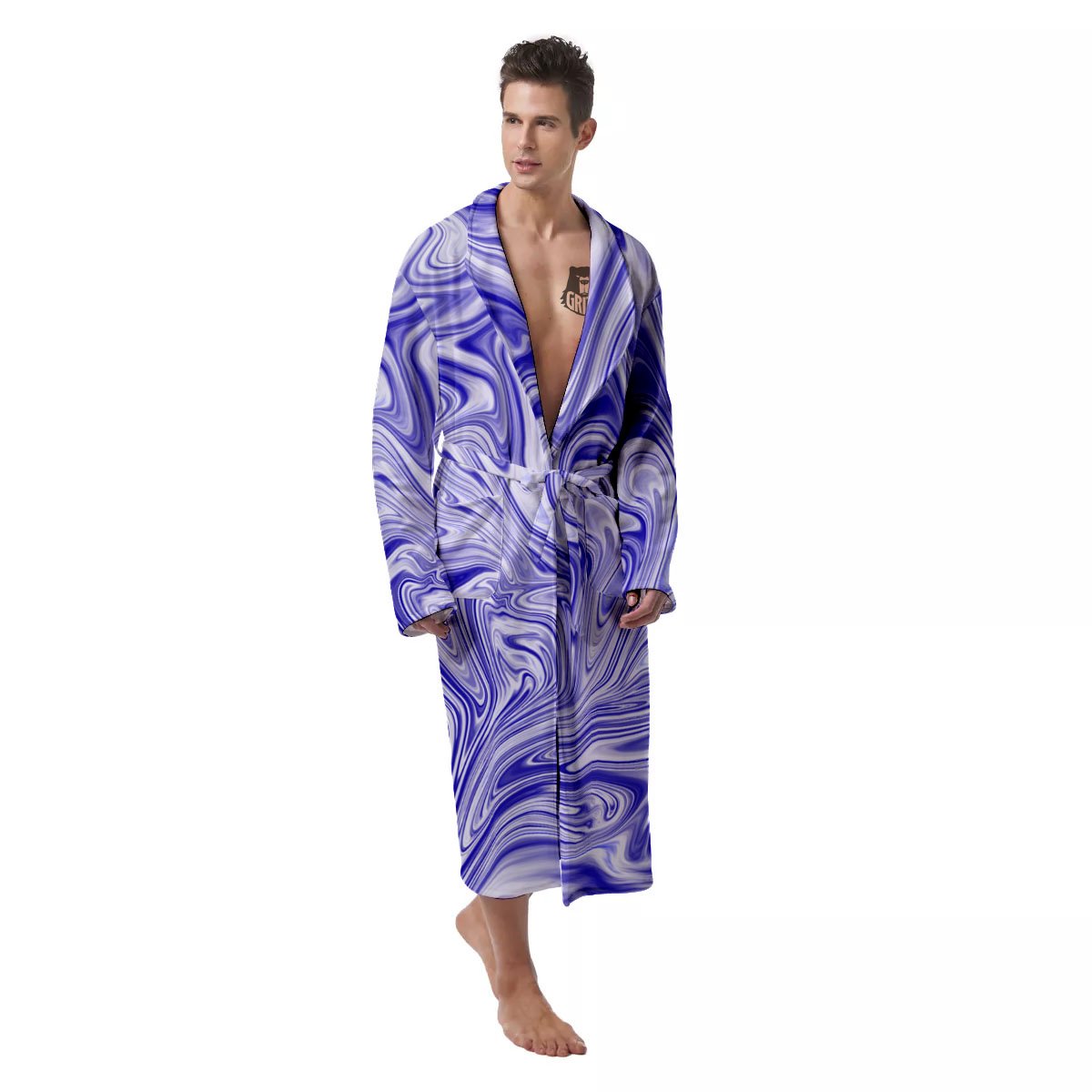 Liquid Psychedelic Print Pattern Men's Robe-grizzshop