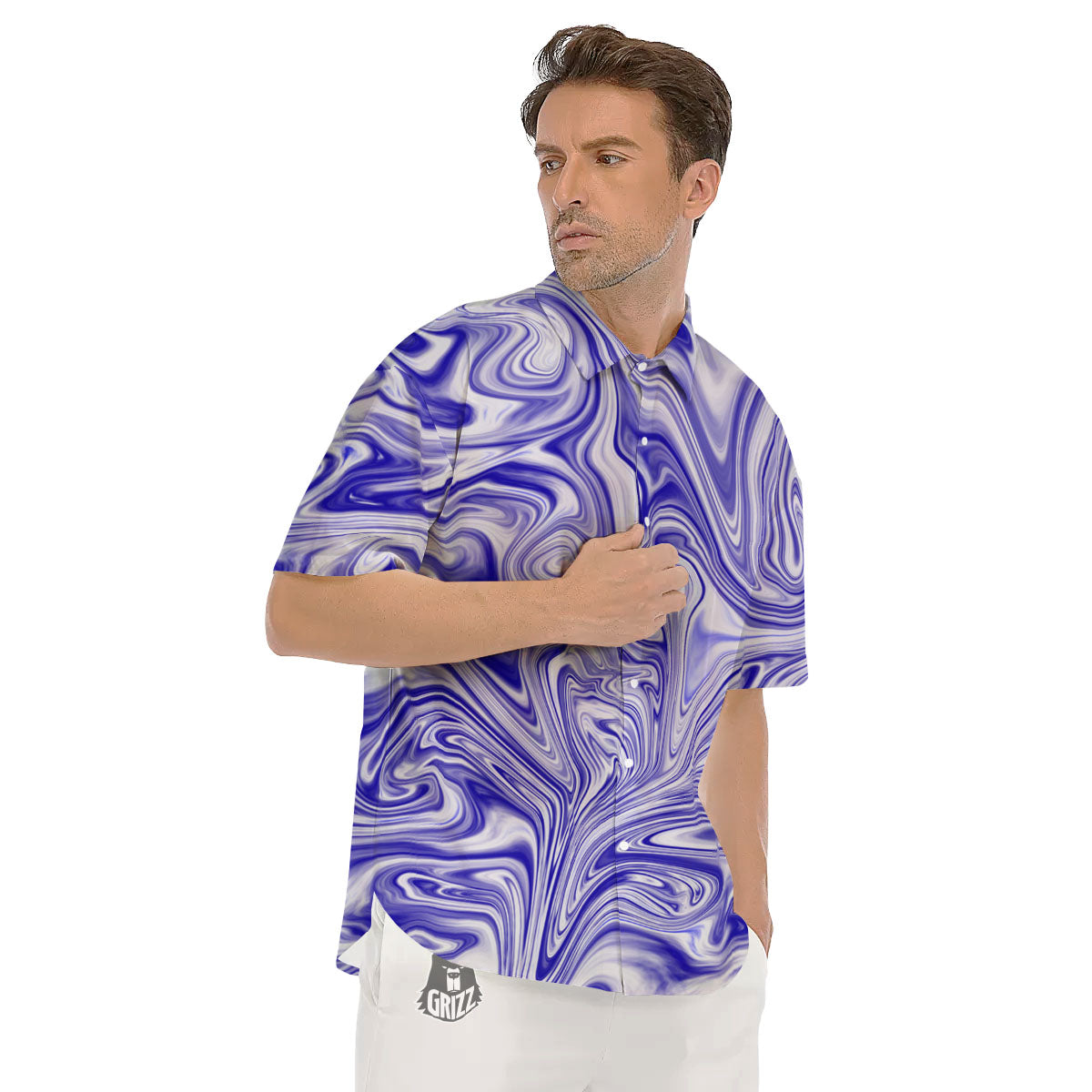 Liquid Psychedelic Print Pattern Men's Short Sleeve Shirts-grizzshop