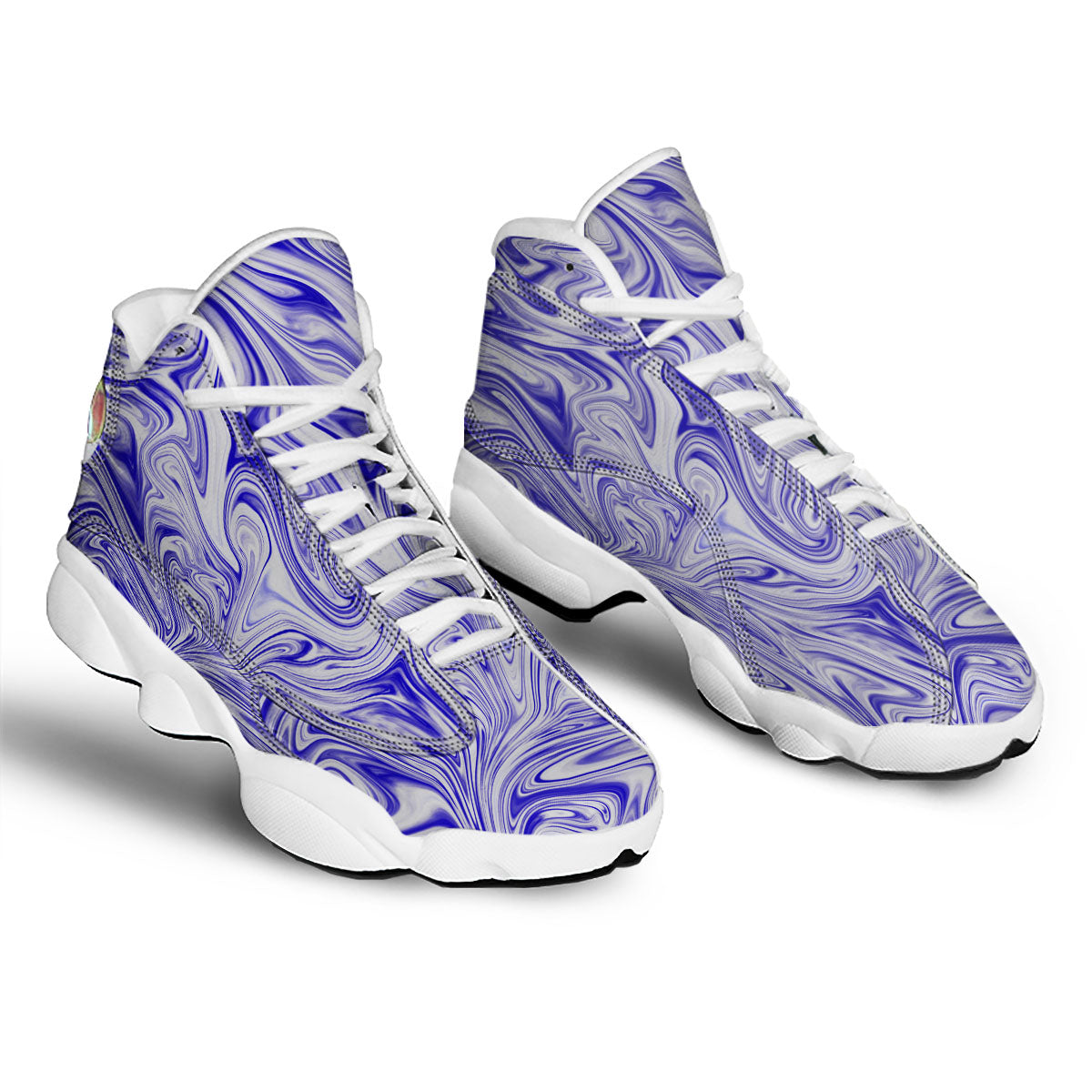 Liquid Psychedelic Print Pattern White Basketball Shoes-grizzshop