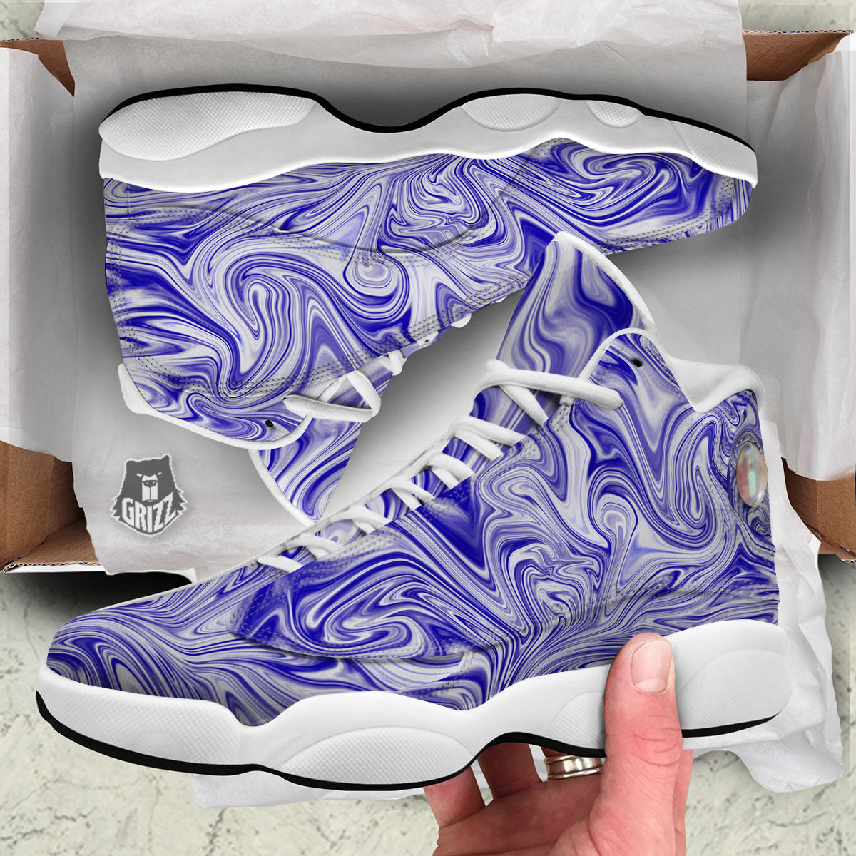 Liquid Psychedelic Print Pattern White Basketball Shoes-grizzshop