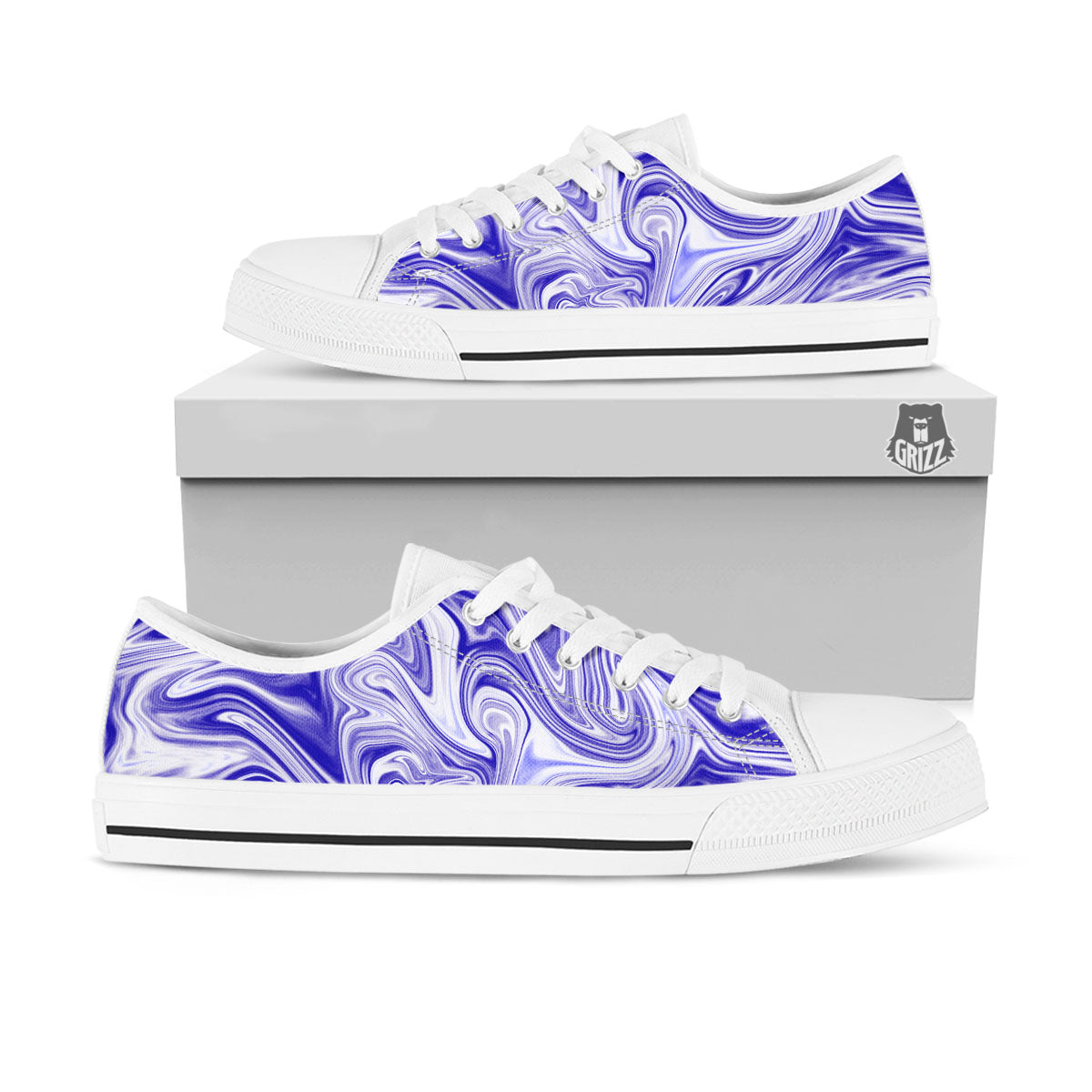 Liquid Psychedelic Print Pattern White Low Top Shoes-grizzshop