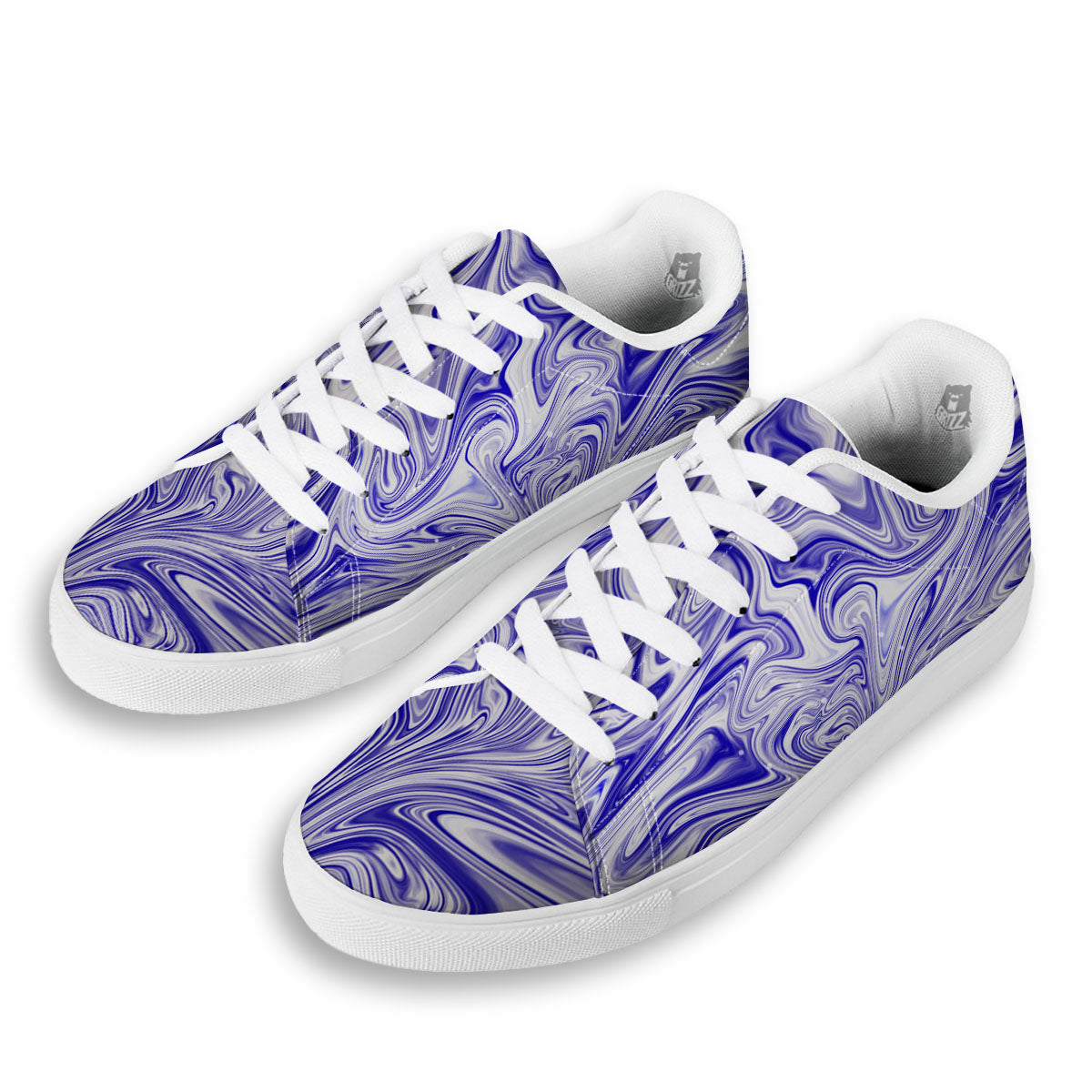 Liquid Psychedelic Print Pattern White Low Top Sneakers-grizzshop