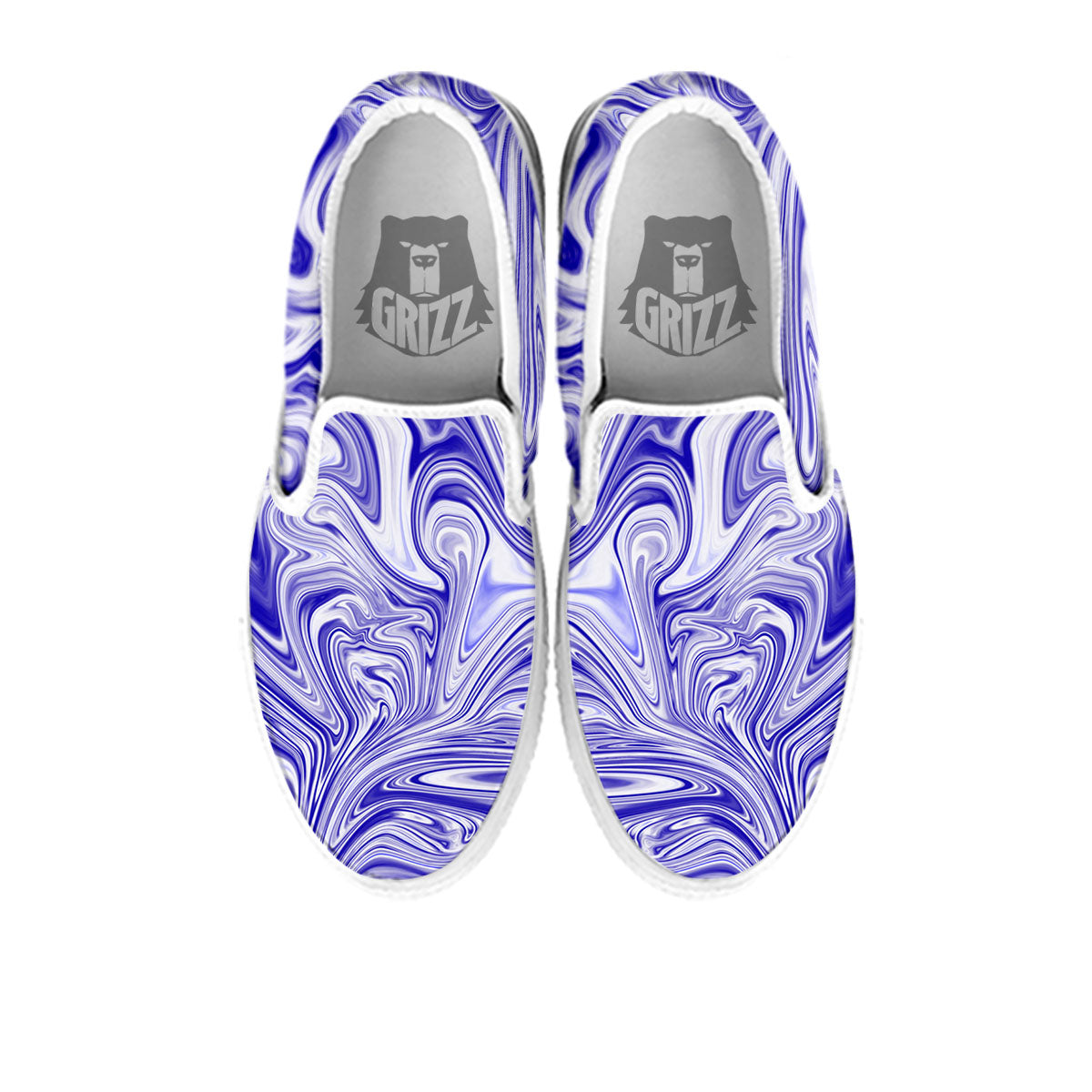 Liquid Psychedelic Print Pattern White Slip On Shoes-grizzshop