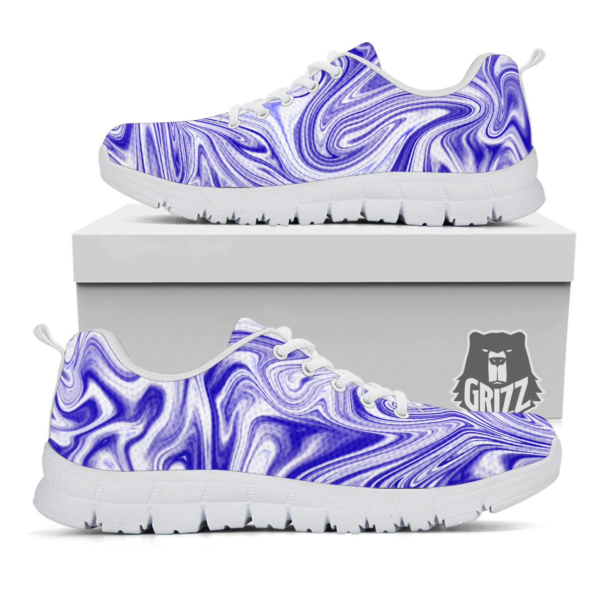 Liquid Psychedelic Print Pattern White Sneaker-grizzshop