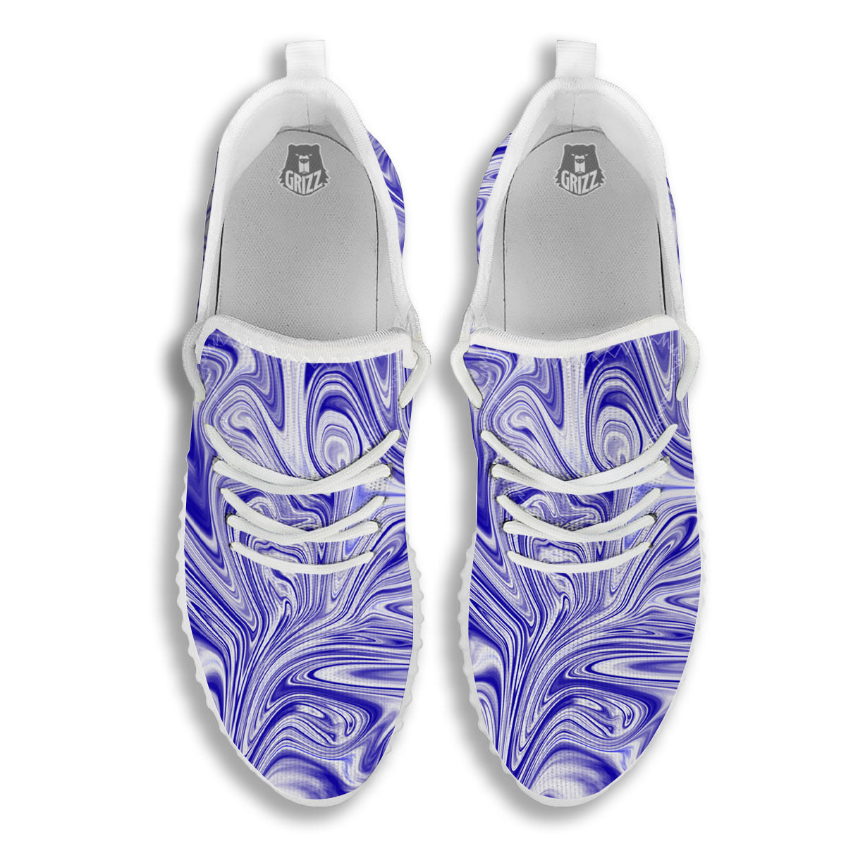 Liquid Psychedelic Print Pattern White Walking Shoes-grizzshop