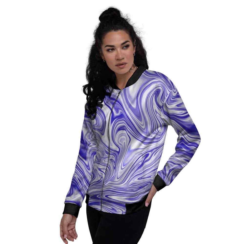 Liquid Psychedelic Print Pattern Women's Bomber Jacket-grizzshop