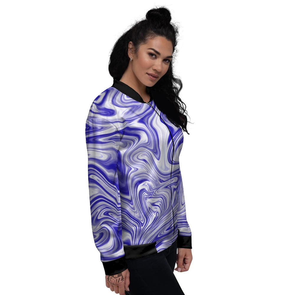 Liquid Psychedelic Print Pattern Women's Bomber Jacket-grizzshop