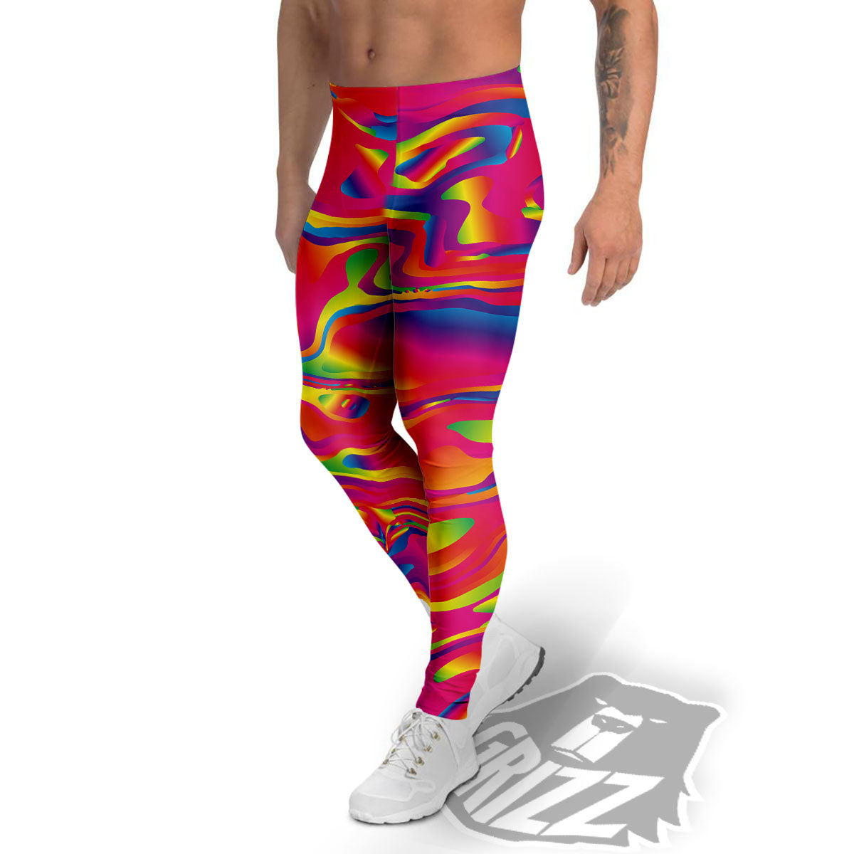 Liquid Trippy Abstract Colorful Print Men's Leggings-grizzshop