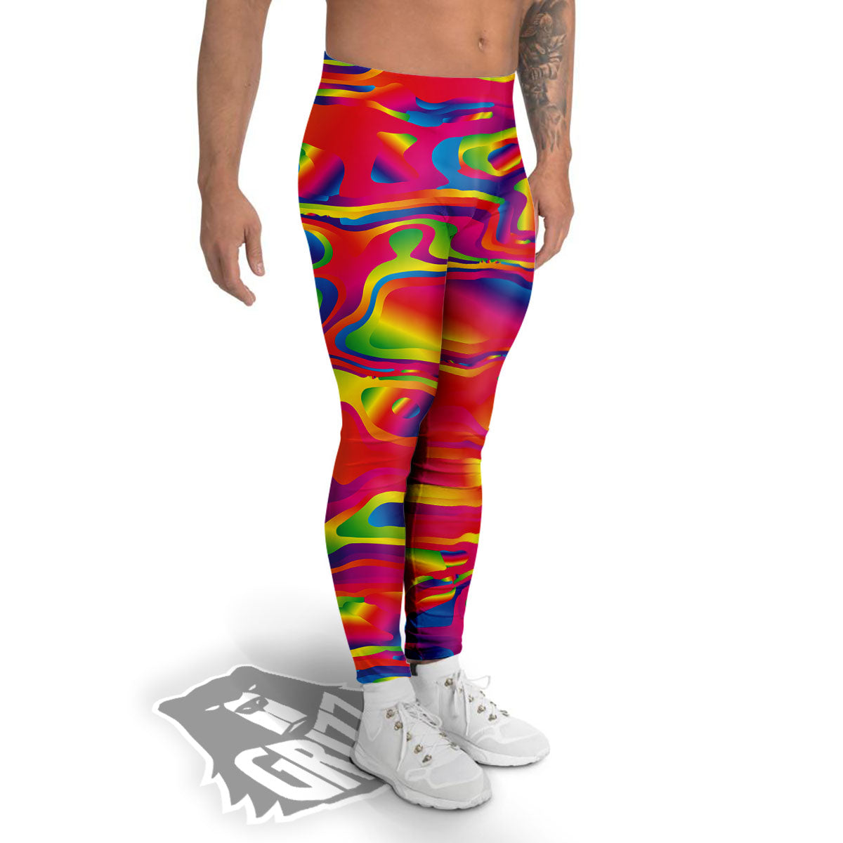 Liquid Trippy Abstract Colorful Print Men's Leggings-grizzshop