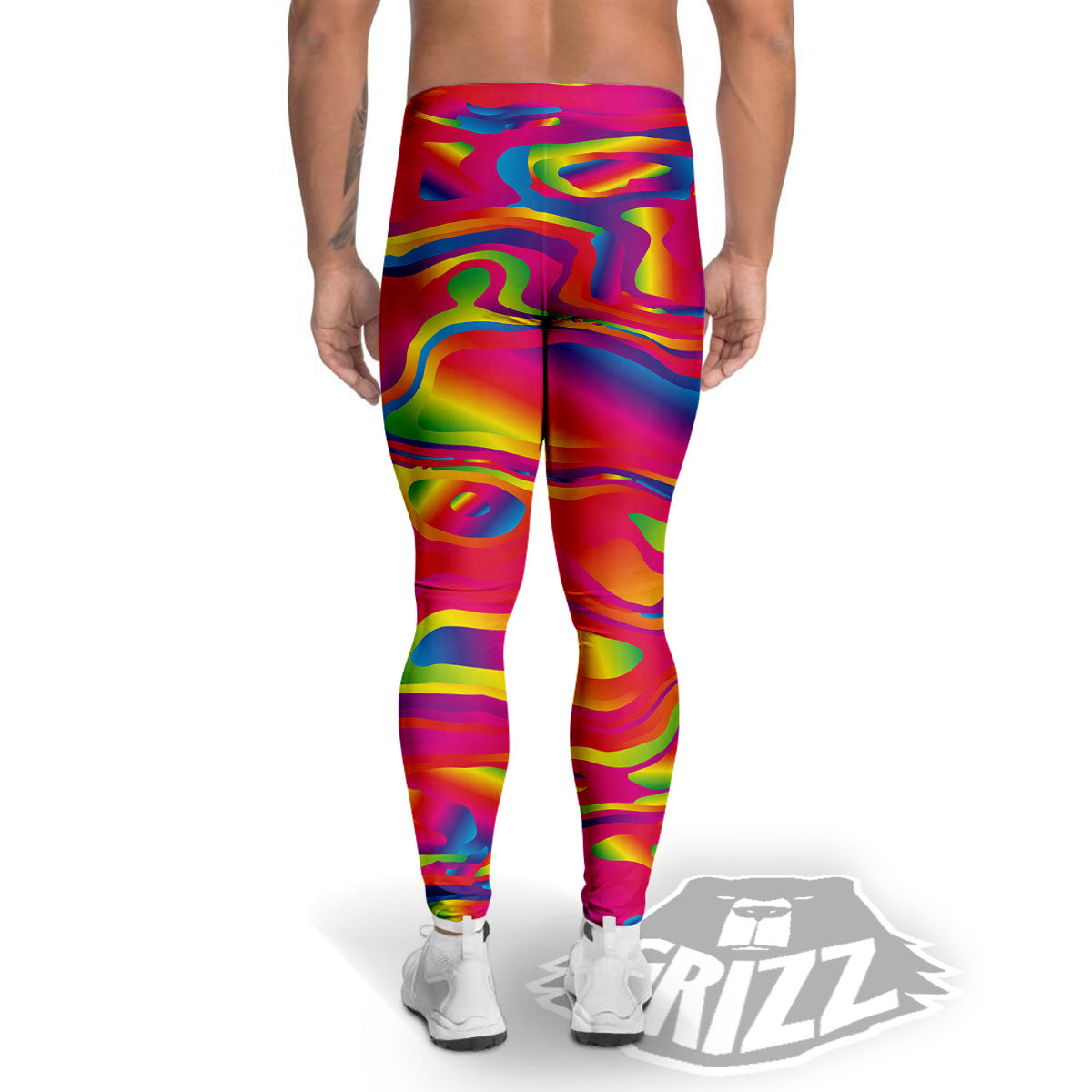 Liquid Trippy Abstract Colorful Print Men's Leggings-grizzshop