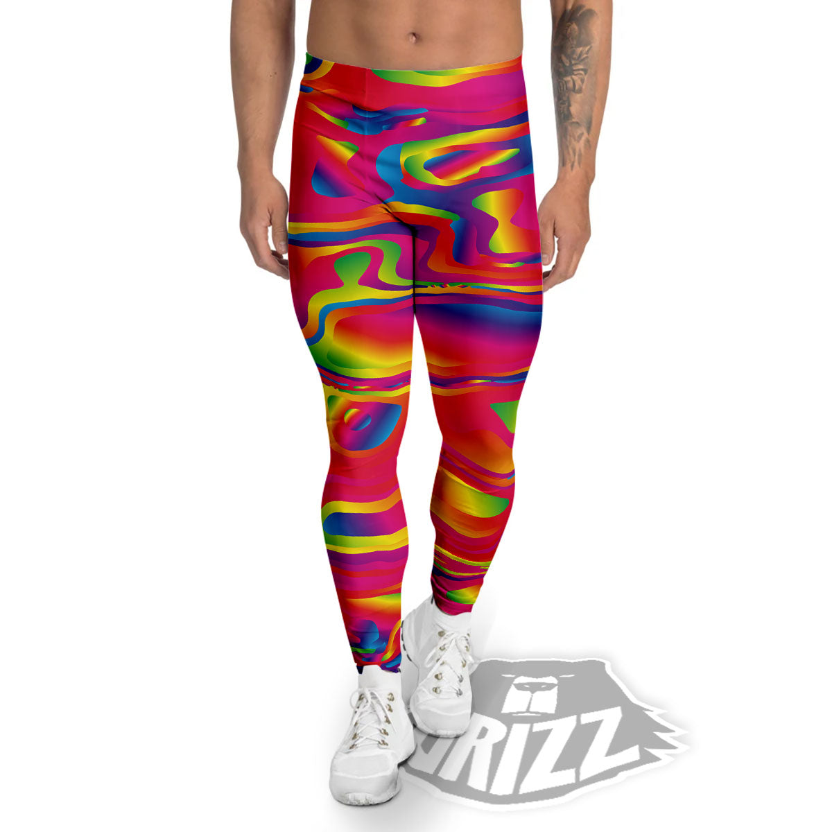 Liquid Trippy Abstract Colorful Print Men's Leggings-grizzshop