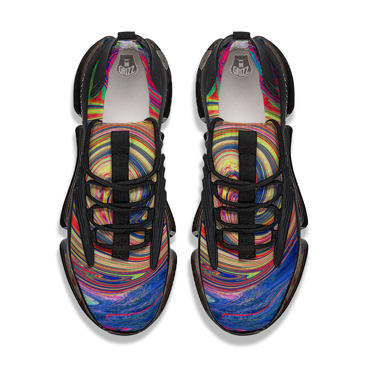 Liquid Trippy Abstract Psychedelic Print Black Gym Shoes-grizzshop