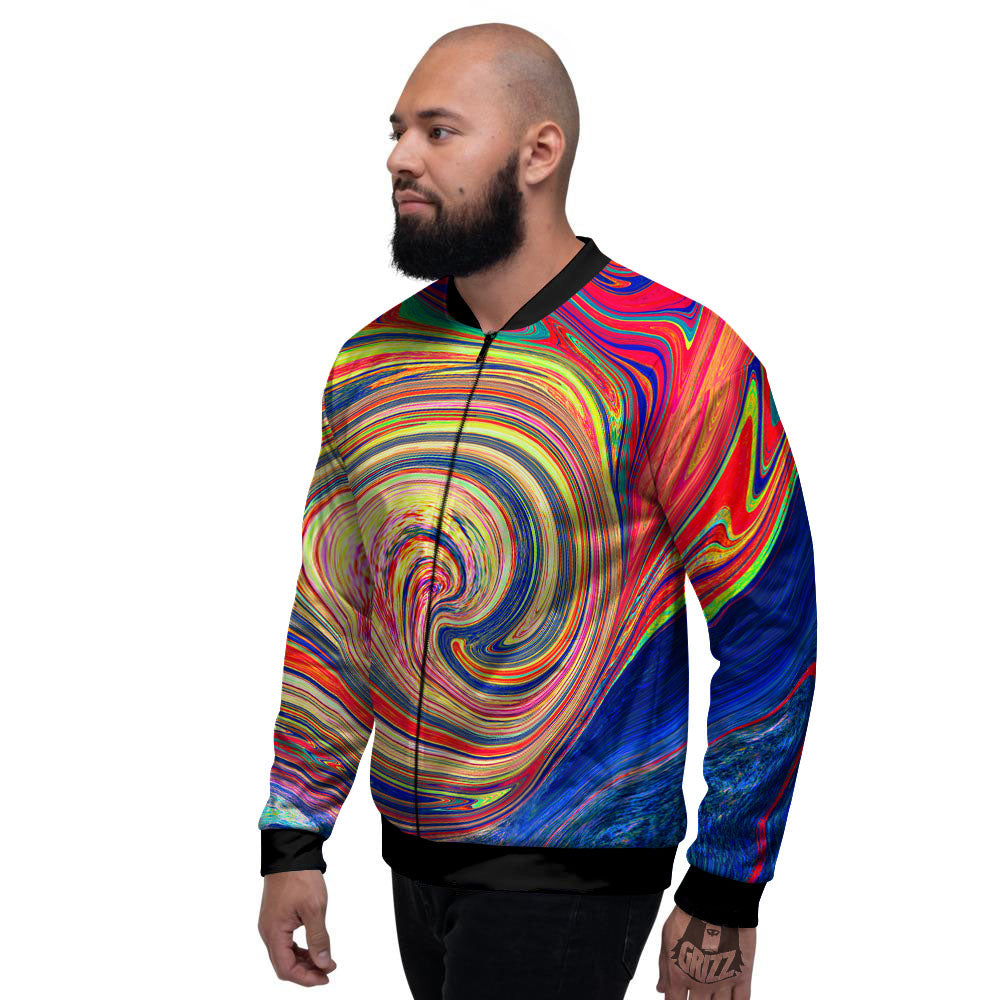 Liquid Trippy Abstract Psychedelic Print Men's Bomber Jacket-grizzshop