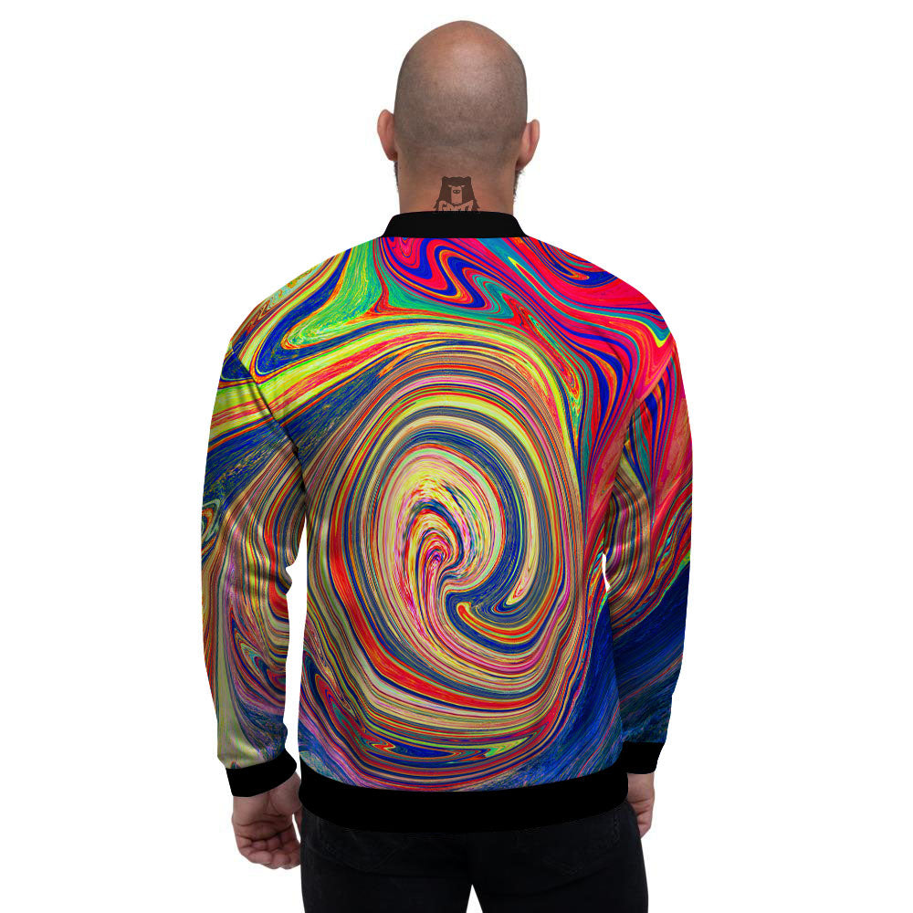 Liquid Trippy Abstract Psychedelic Print Men's Bomber Jacket-grizzshop
