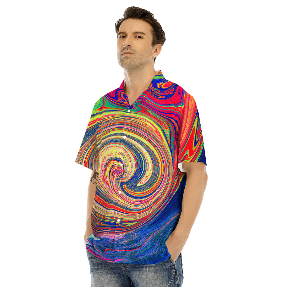 Liquid Trippy Abstract Psychedelic Print Men's Hawaiian Shirt-grizzshop