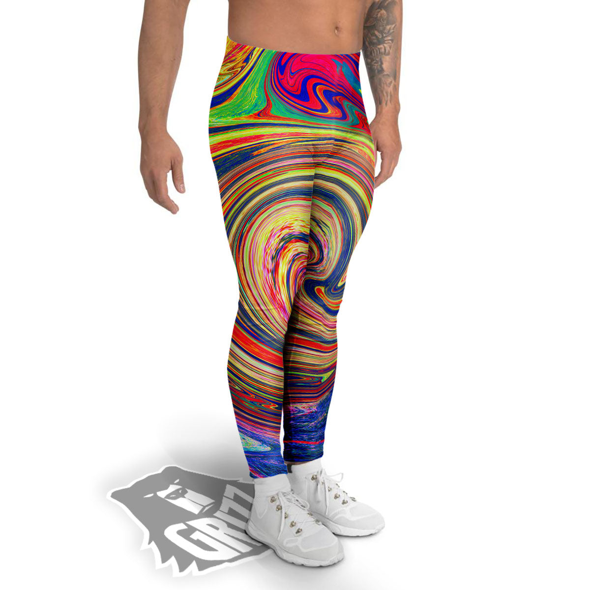 Liquid Trippy Abstract Psychedelic Print Men's Leggings-grizzshop