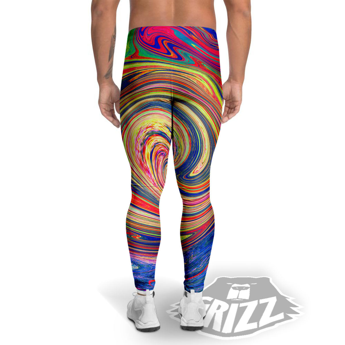 Liquid Trippy Abstract Psychedelic Print Men's Leggings-grizzshop