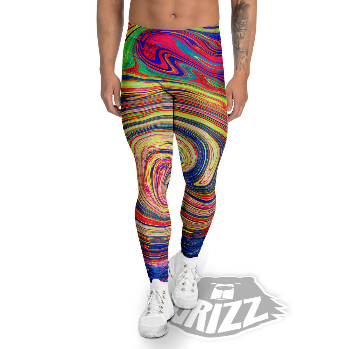 Liquid Trippy Abstract Psychedelic Print Men's Leggings-grizzshop
