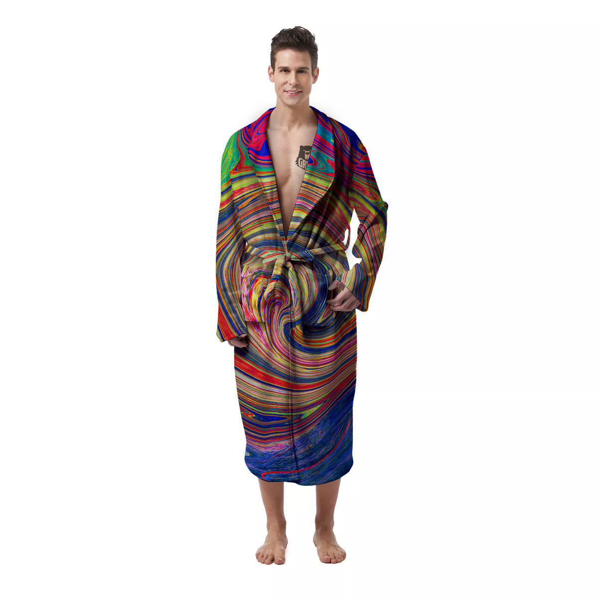 Liquid Trippy Abstract Psychedelic Print Men's Robe-grizzshop